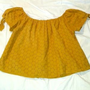 Yellow off the shoulder crop top